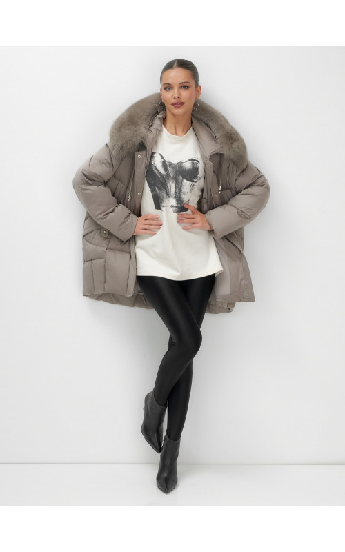 Пуховик с мехом песца зимний премиальный