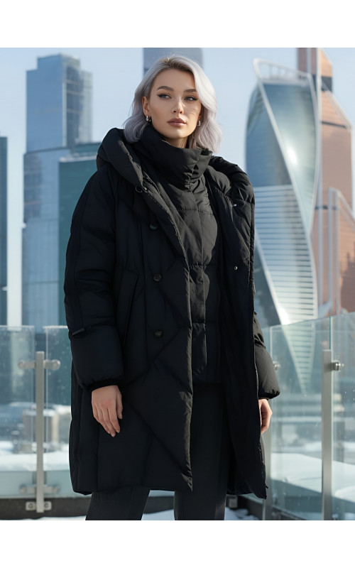 Длинный женский пуховик для зимы