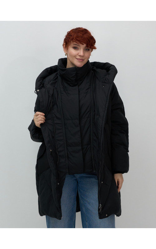 Длинный женский пуховик для зимы