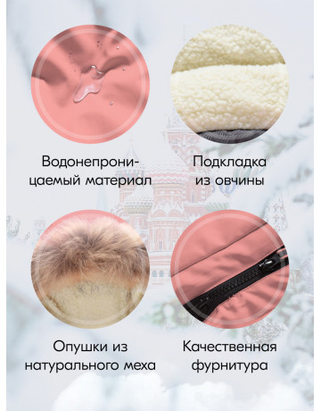 Розовая зимняя куртка-парка для девочки-подростка с капюшоном и мехом