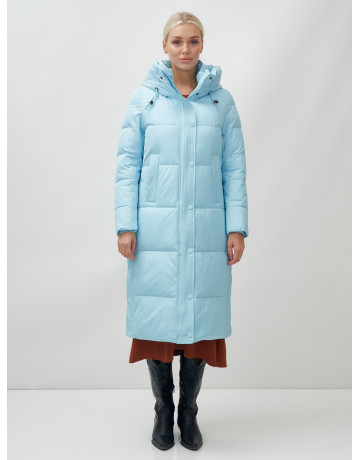 Длинный зимний пуховик с капюшоном для женщин