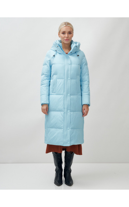 Длинный зимний пуховик с капюшоном для женщин