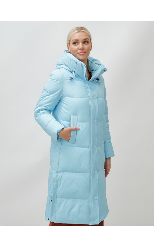 Длинный зимний пуховик с капюшоном для женщин