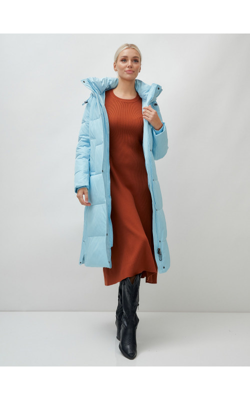 Длинный зимний пуховик с капюшоном для женщин