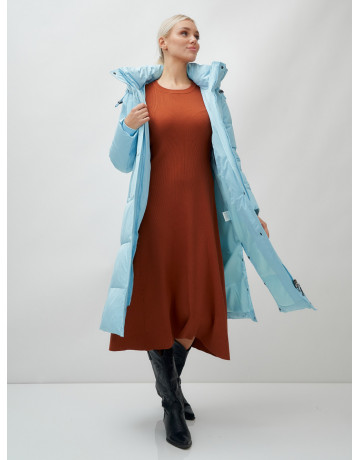 Длинный зимний пуховик с капюшоном для женщин