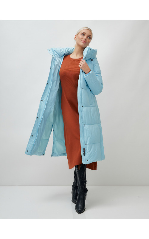 Длинный зимний пуховик с капюшоном для женщин