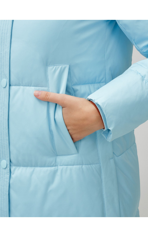 Длинный зимний пуховик с капюшоном для женщин