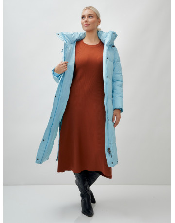 Длинный зимний пуховик с капюшоном для женщин