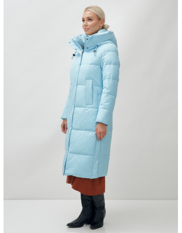 Длинный зимний пуховик с капюшоном для женщин