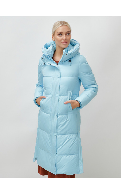 Длинный зимний пуховик с капюшоном для женщин