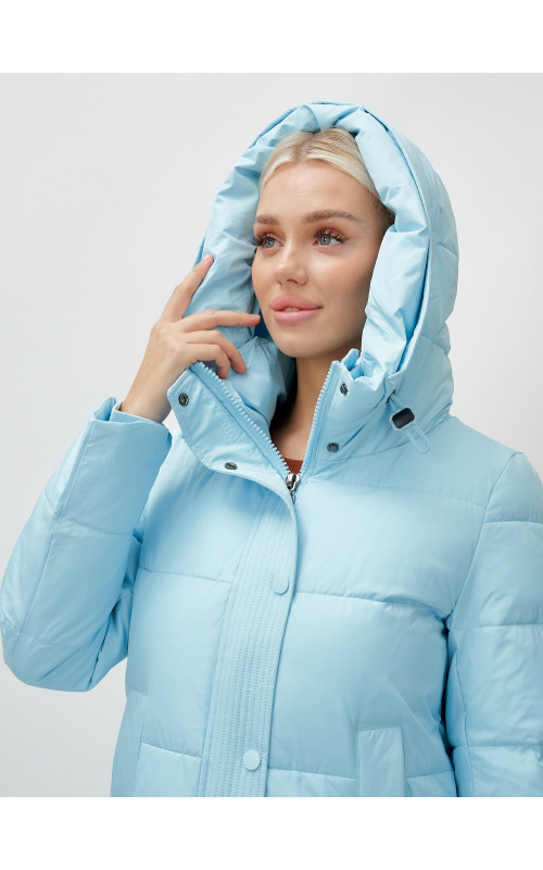 Длинный зимний пуховик с капюшоном для женщин