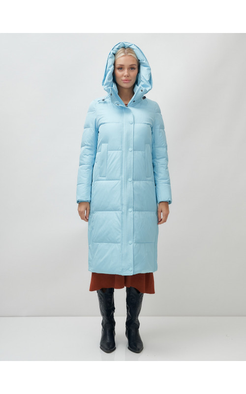 Длинный зимний пуховик с капюшоном для женщин