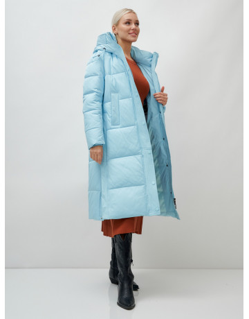 Длинный зимний пуховик с капюшоном для женщин