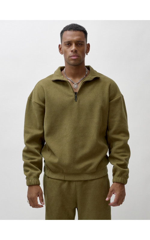 Мужской демисезонный спортивный костюм на флисе, цвет хаки, для спорта. в Тюмени