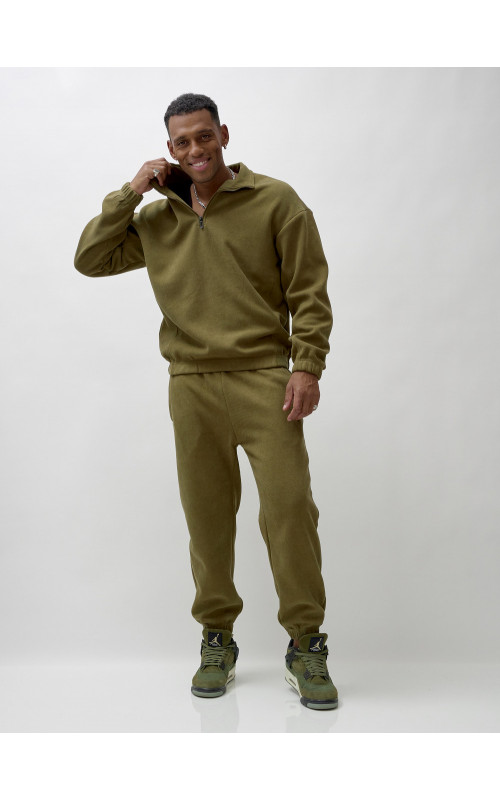 Мужской демисезонный спортивный костюм на флисе, цвет хаки, для спорта. в Тюмени