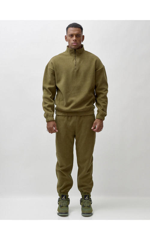 Мужской демисезонный спортивный костюм на флисе, цвет хаки, для спорта. в Тюмени