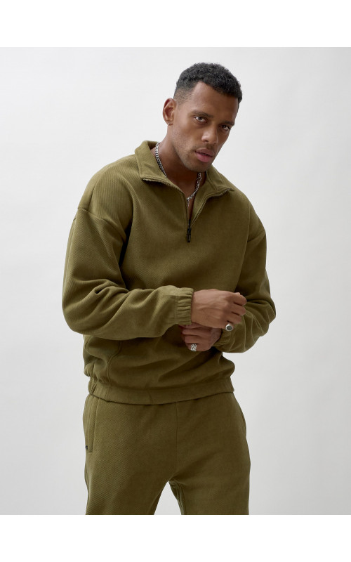 Мужской демисезонный спортивный костюм на флисе, цвет хаки, для спорта. в Тюмени