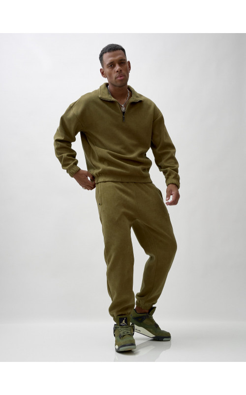 Мужской демисезонный спортивный костюм на флисе, цвет хаки, для спорта. в Тюмени