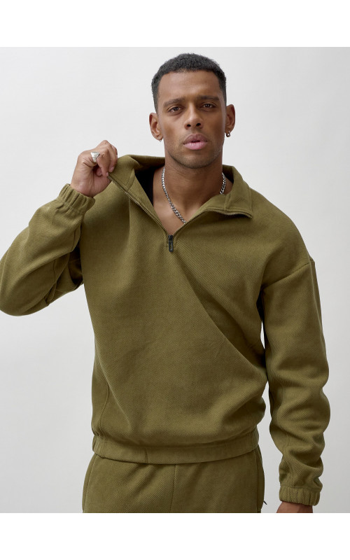 Мужской демисезонный спортивный костюм на флисе, цвет хаки, для спорта. в Тюмени