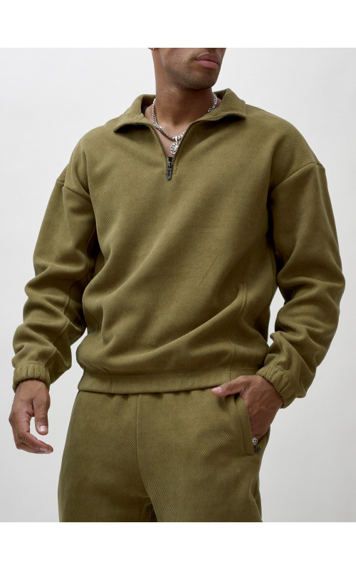 Мужской демисезонный спортивный костюм на флисе, цвет хаки, для спорта. в Тюмени