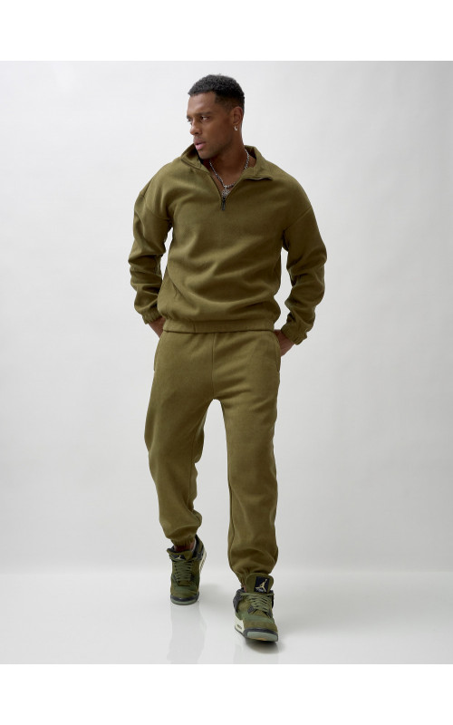 Мужской демисезонный спортивный костюм на флисе, цвет хаки, для спорта. в Тюмени
