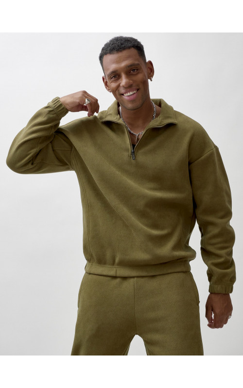 Мужской демисезонный спортивный костюм на флисе, цвет хаки, для спорта. в Тюмени