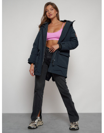 Женская зимняя парка с капюшоном, тёмно-синего цвета. в Тюмени