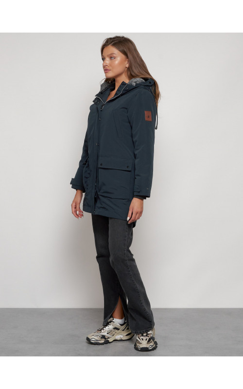 Женская зимняя парка с капюшоном, тёмно-синего цвета. в Тюмени