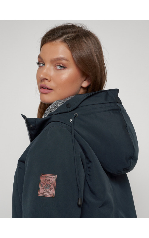 Женская зимняя парка с капюшоном, тёмно-синего цвета. в Тюмени