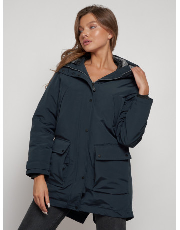 Женская зимняя парка с капюшоном, тёмно-синего цвета. в Тюмени