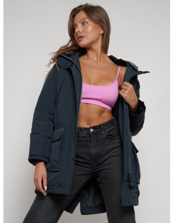 Женская зимняя парка с капюшоном, тёмно-синего цвета. в Тюмени