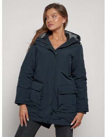 Женская зимняя парка с капюшоном, тёмно-синего цвета. в Тюмени