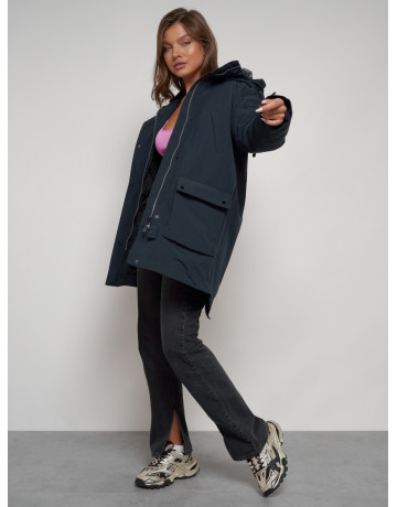 Женская зимняя парка с капюшоном, тёмно-синего цвета. в Тюмени