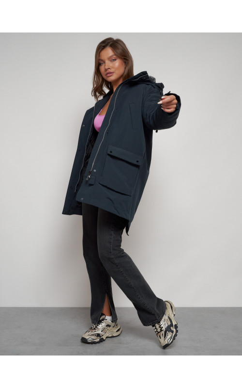 Женская зимняя парка с капюшоном, тёмно-синего цвета. в Тюмени