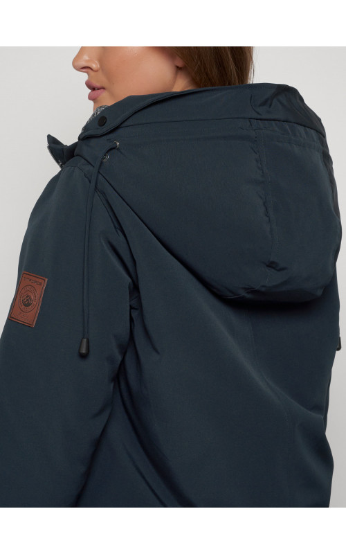 Женская зимняя парка с капюшоном, тёмно-синего цвета. в Тюмени