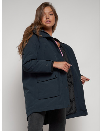 Женская зимняя парка с капюшоном, тёмно-синего цвета. в Тюмени