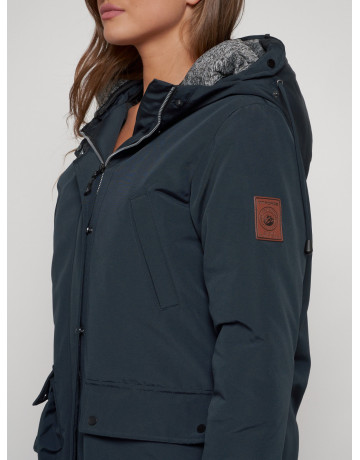 Женская зимняя парка с капюшоном, тёмно-синего цвета. в Тюмени