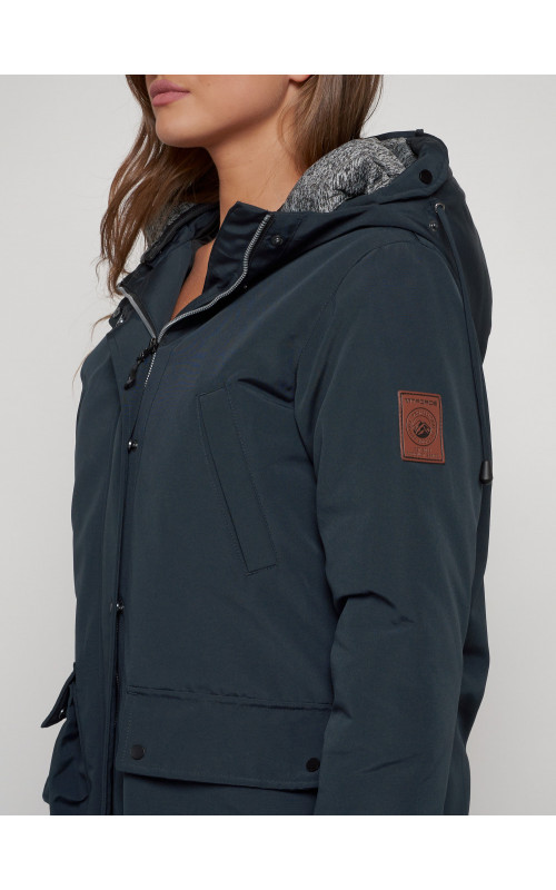 Женская зимняя парка с капюшоном, тёмно-синего цвета. в Тюмени