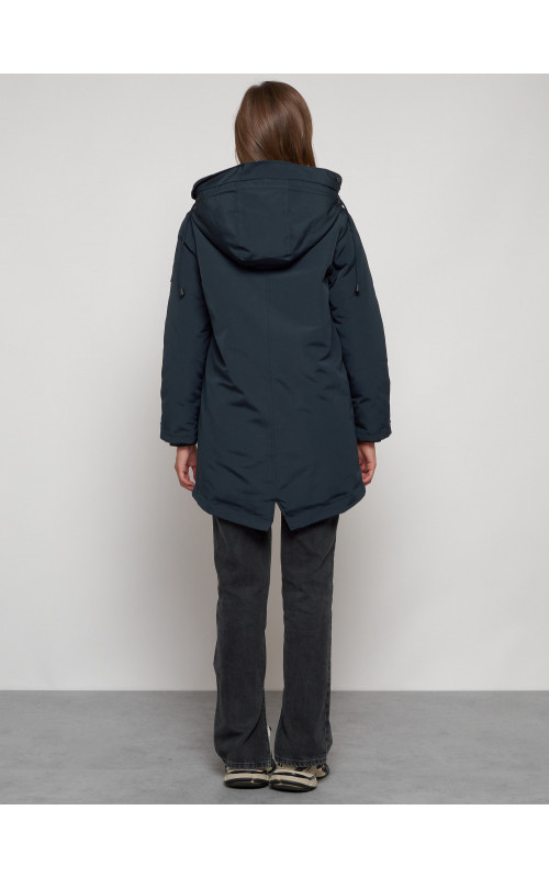 Женская зимняя парка с капюшоном, тёмно-синего цвета. в Тюмени