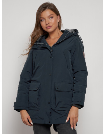 Женская зимняя парка с капюшоном, тёмно-синего цвета. в Тюмени