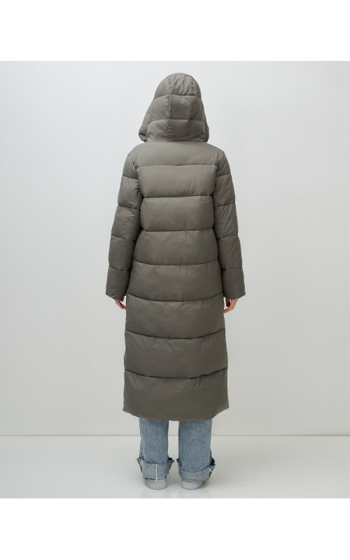 Длинный зимний пуховик с капюшоном для женщин