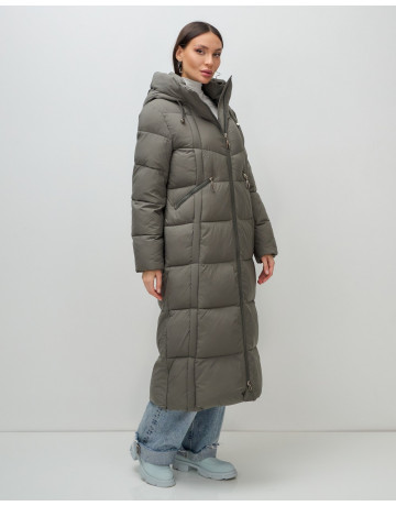 Длинный зимний пуховик с капюшоном для женщин