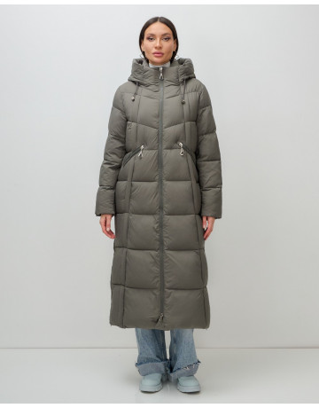Длинный зимний пуховик с капюшоном для женщин