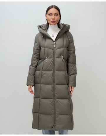 Длинный зимний пуховик с капюшоном для женщин
