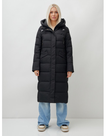 Длинный зимний пуховик с капюшоном для женщин.
