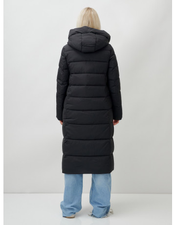 Длинный зимний пуховик с капюшоном для женщин.