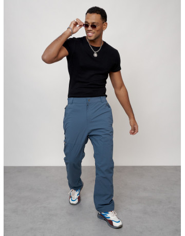 Мужские брюки с флисовой подкладкой синего цвета