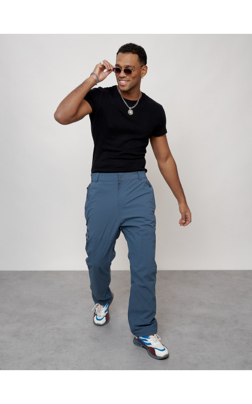 Мужские брюки с флисовой подкладкой синего цвета