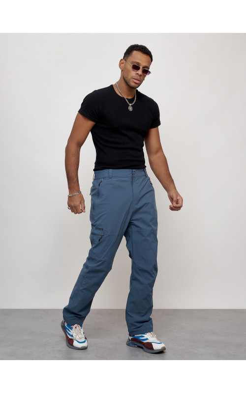 Мужские брюки с флисовой подкладкой синего цвета