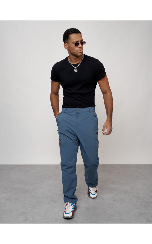 Мужские брюки с флисовой подкладкой синего цвета